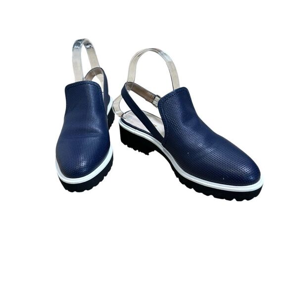 ALL BLACK  Blue Leather Sling Back Loafers | Size 7 - Picture 2 of 10